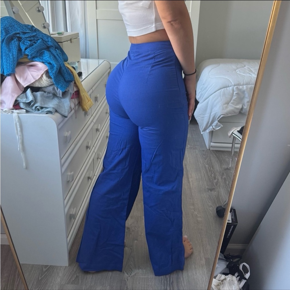 Lulu's Vibrant Blue Wide Leg Pants